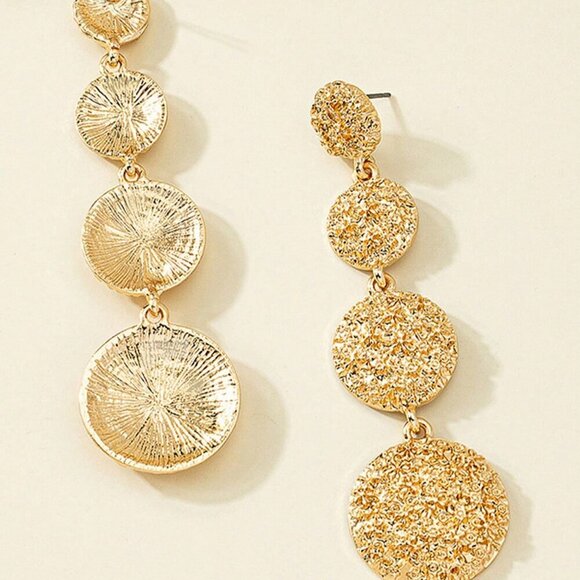 gold or silver toned Women's Luxury Rhinestone Round Long dangling Earrings - Picture 10 of 10
